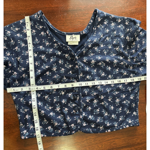 VTG Byer USA Crop Top Pleated Twill Pants Suit Size L Ditsy Floral Cottage 2 PC - Picture 4 of 11